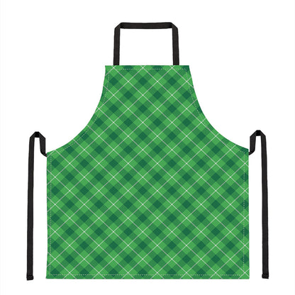 Green And White Plaid Pattern Print Apron