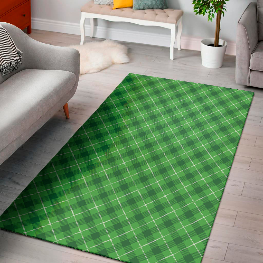 Green And White Plaid Pattern Print Area Rug