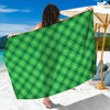 Green And White Plaid Pattern Print Beach Sarong Wrap