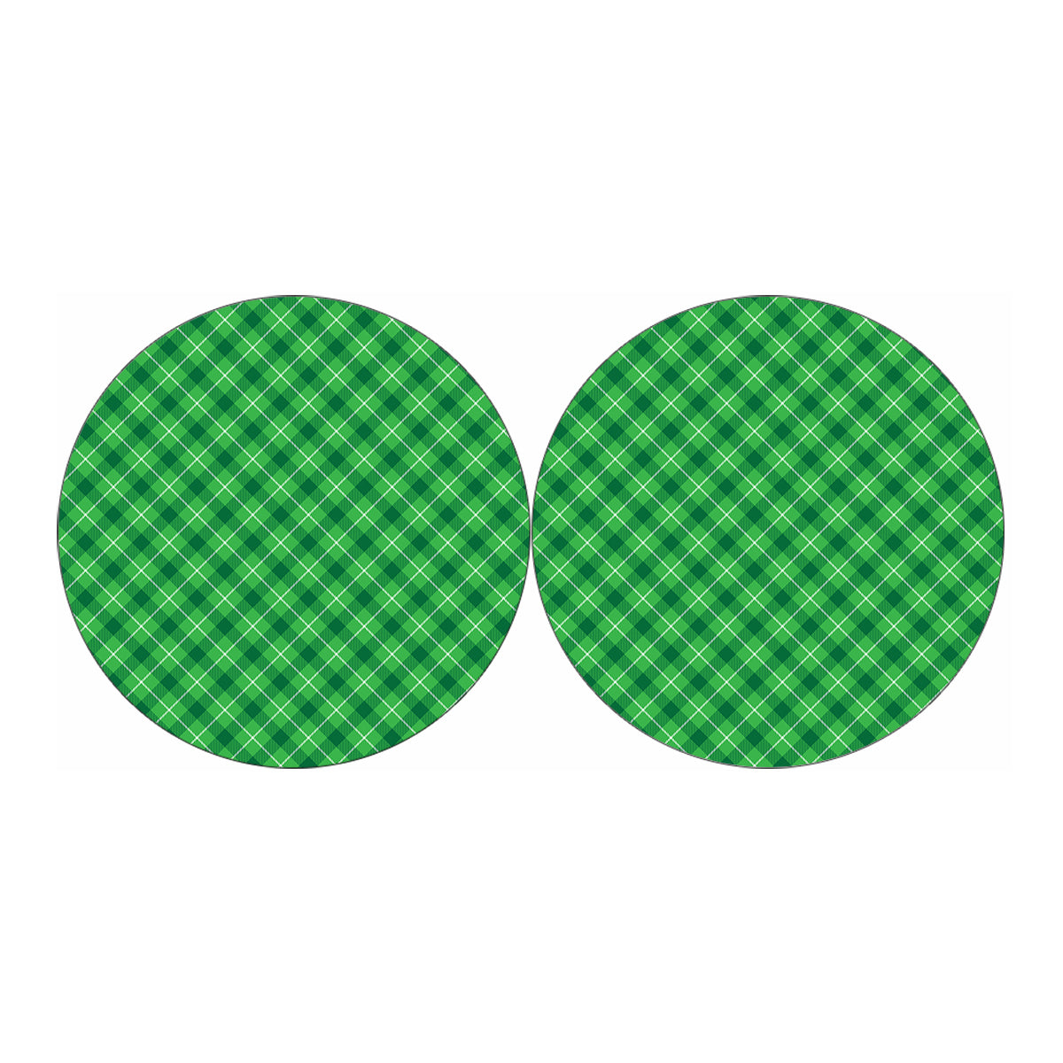 Green And White Plaid Pattern Print Car Coasters