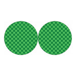 Green And White Plaid Pattern Print Car Coasters