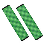 Green And White Plaid Pattern Print Car Seat Belt Covers