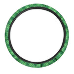 Green And White Plaid Pattern Print Car Steering Wheel Cover