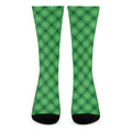 Green And White Plaid Pattern Print Crew Socks