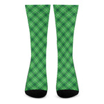 Green And White Plaid Pattern Print Crew Socks