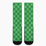 Green And White Plaid Pattern Print Crew Socks