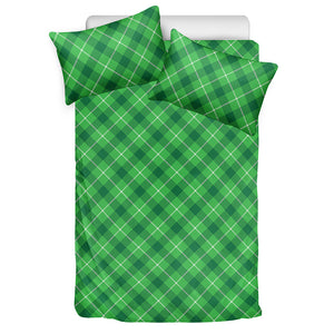 Green And White Plaid Pattern Print Duvet Cover Bedding Set