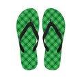 Green And White Plaid Pattern Print Flip Flops