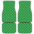 Green And White Plaid Pattern Print Front and Back Car Floor Mats