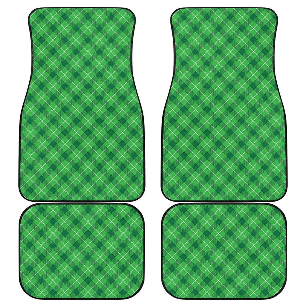 Green And White Plaid Pattern Print Front and Back Car Floor Mats