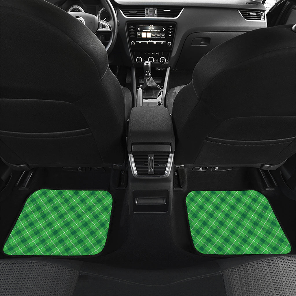 Green And White Plaid Pattern Print Front and Back Car Floor Mats