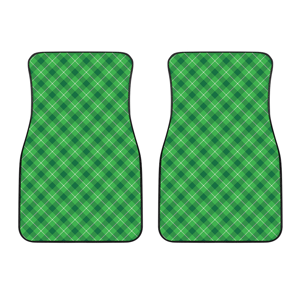 Green And White Plaid Pattern Print Front Car Floor Mats