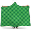 Green And White Plaid Pattern Print Hooded Blanket