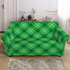 Green And White Plaid Pattern Print Loveseat Slipcover