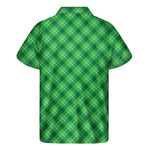 Green And White Plaid Pattern Print Men's Short Sleeve Shirt