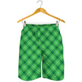 Green And White Plaid Pattern Print Men's Shorts