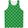 Green And White Plaid Pattern Print Men's Tank Top