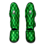 Green And White Plaid Pattern Print Muay Thai Shin Guard