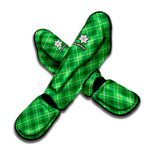 Green And White Plaid Pattern Print Muay Thai Shin Guard