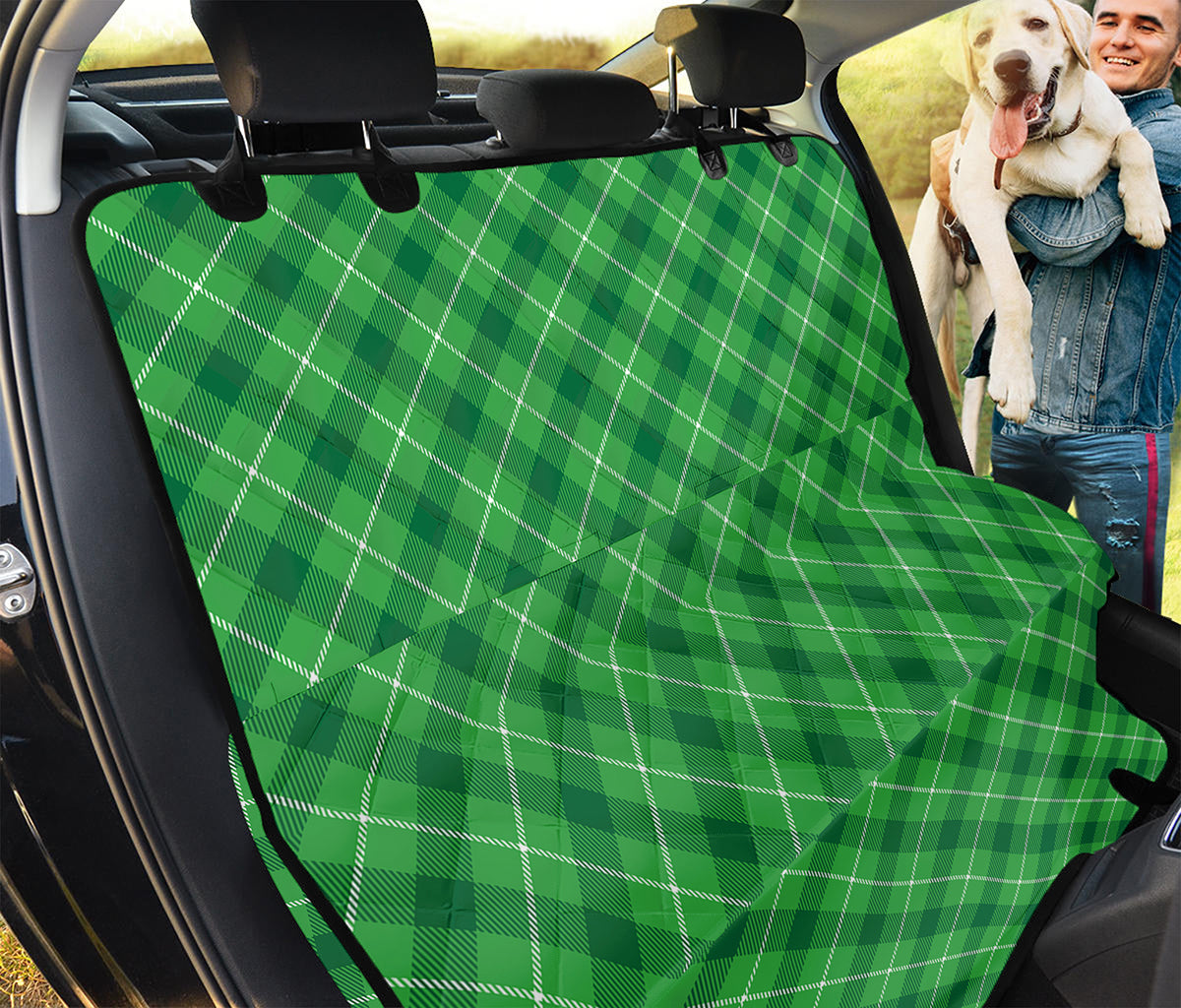 Green And White Plaid Pattern Print Pet Car Back Seat Cover