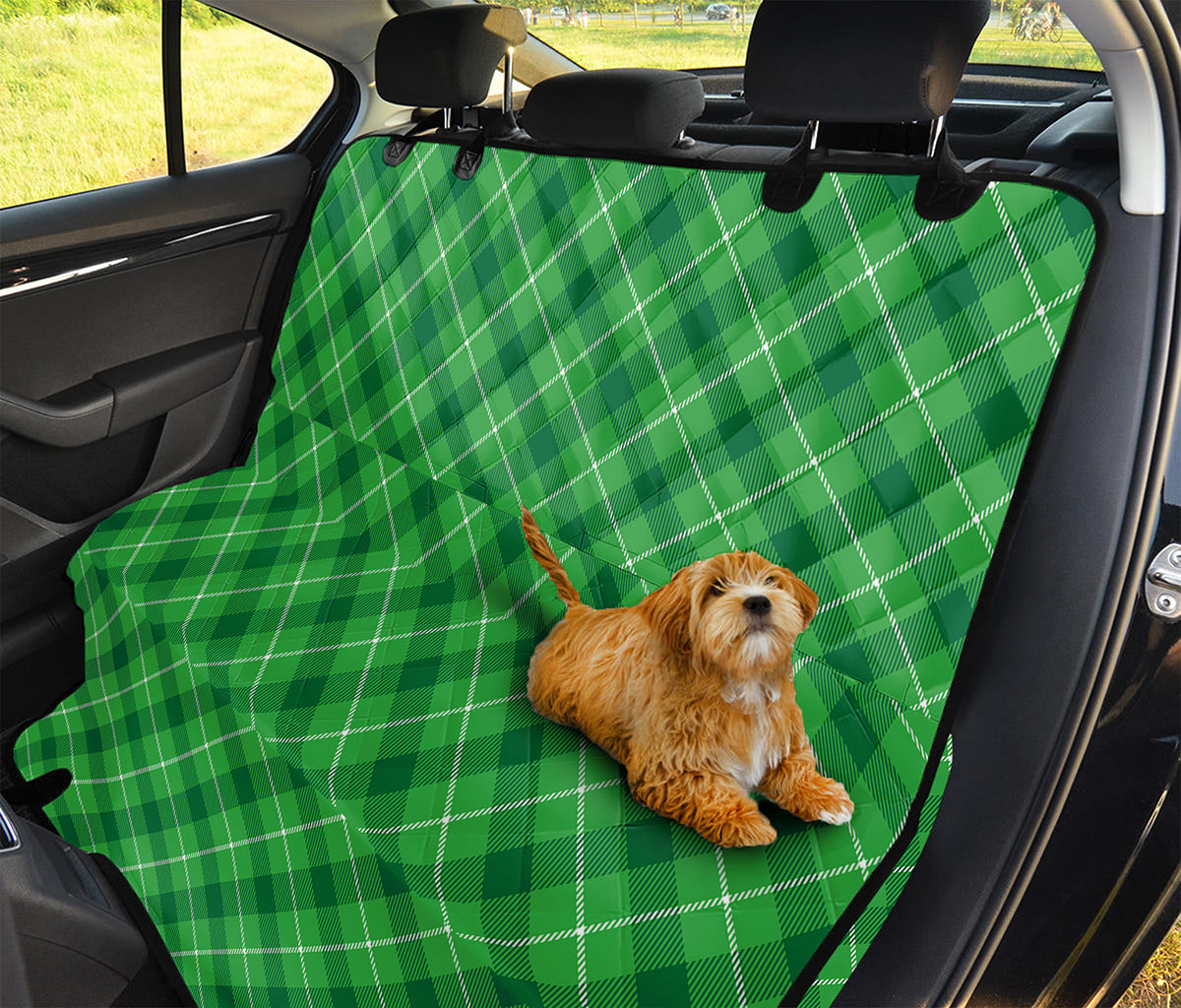 Green And White Plaid Pattern Print Pet Car Back Seat Cover