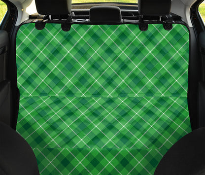 Green And White Plaid Pattern Print Pet Car Back Seat Cover