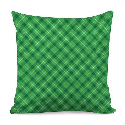 Green And White Plaid Pattern Print Pillow Cover