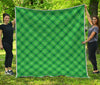 Green And White Plaid Pattern Print Quilt