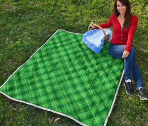 Green And White Plaid Pattern Print Quilt