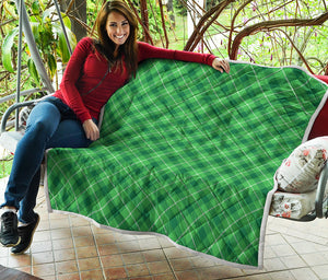 Green And White Plaid Pattern Print Quilt