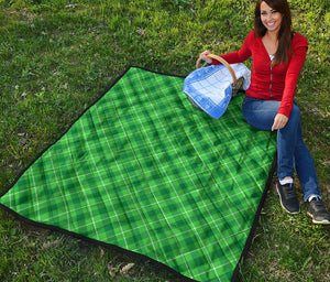 Green And White Plaid Pattern Print Quilt