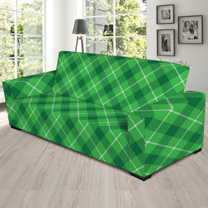 Green And White Plaid Pattern Print Sofa Slipcover