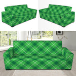 Green And White Plaid Pattern Print Sofa Slipcover