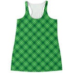 Green And White Plaid Pattern Print Women's Racerback Tank Top