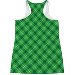 Green And White Plaid Pattern Print Women's Racerback Tank Top