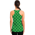 Green And White Plaid Pattern Print Women's Racerback Tank Top