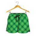 Green And White Plaid Pattern Print Women's Shorts