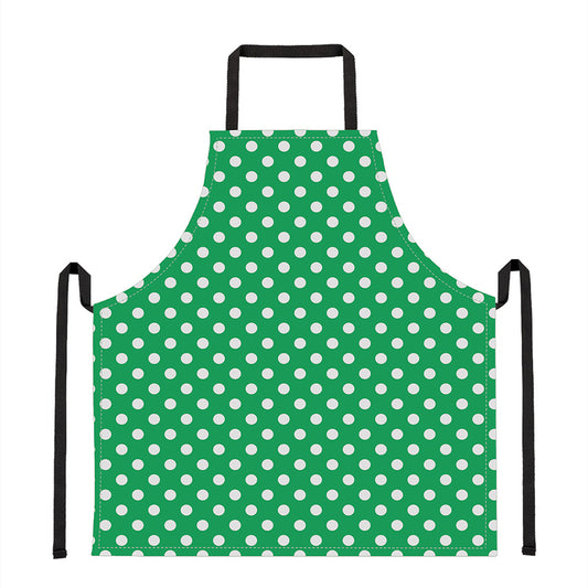 Green And White Polka Dot Pattern Print Apron
