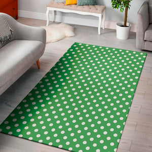 Green And White Polka Dot Pattern Print Area Rug