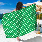 Green And White Polka Dot Pattern Print Beach Sarong Wrap