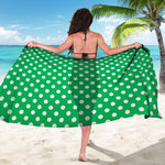 Green And White Polka Dot Pattern Print Beach Sarong Wrap