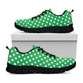 Green And White Polka Dot Pattern Print Black Running Shoes