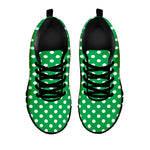 Green And White Polka Dot Pattern Print Black Sneakers