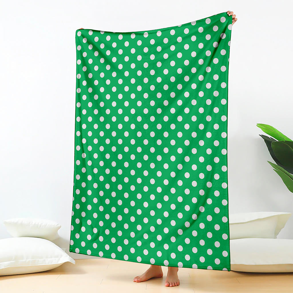 Green And White Polka Dot Pattern Print Blanket