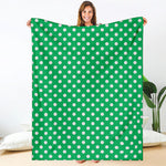 Green And White Polka Dot Pattern Print Blanket