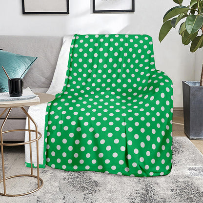 Green And White Polka Dot Pattern Print Blanket