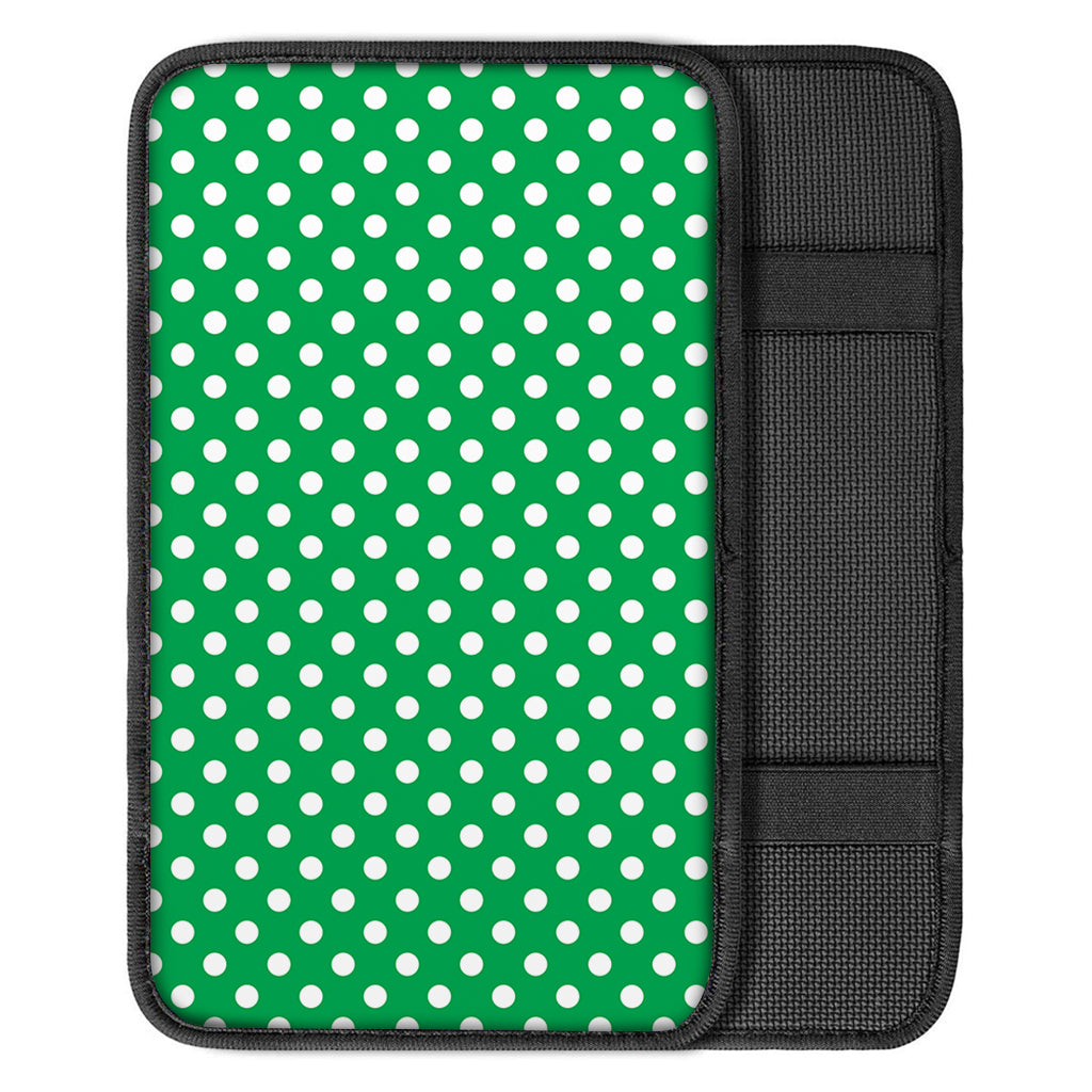 Green And White Polka Dot Pattern Print Car Center Console Cover