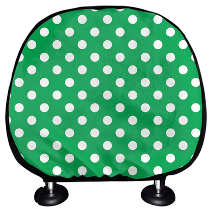 Green And White Polka Dot Pattern Print Car Headrest Covers
