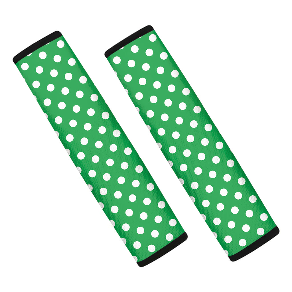 Green And White Polka Dot Pattern Print Car Seat Belt Covers