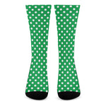Green And White Polka Dot Pattern Print Crew Socks